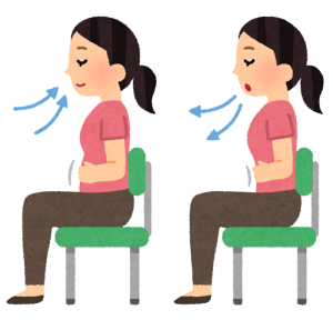 呼吸している人